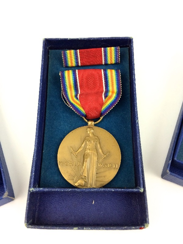 lot 5 image: WWII Medals, Lot of 3, in original boxes  Japan Army of Occupation, Asiatic Pacific Campaign, WWII Victory