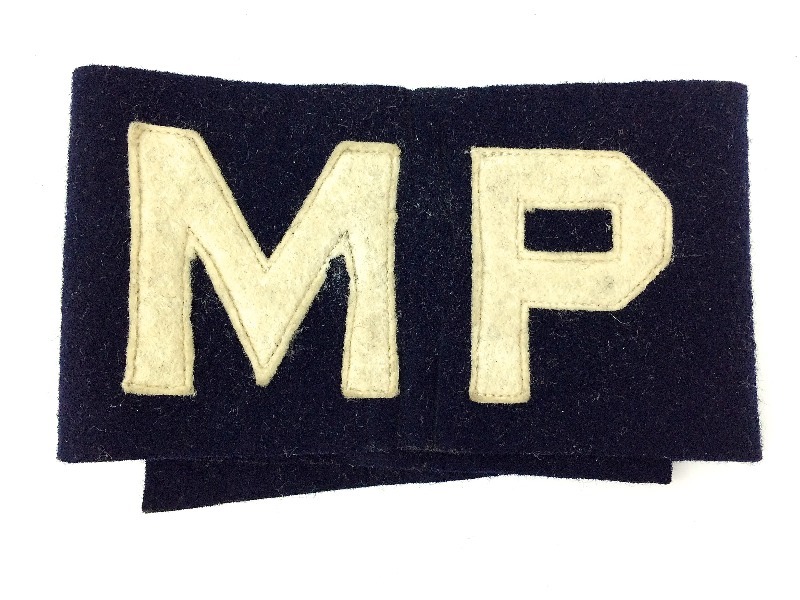 lot 13 image: Lot of ww2 US Military patches (3), Military Police arm band and shoulder epaulet