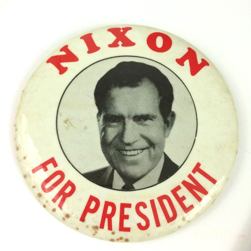 lot 29 image: Farewell Issue of George Magazine in original plastic & 2 12 Nixon For President Button