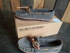 New Womens Minnetonka Moccasins Tie Tred Charcoal Size 6