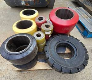 Lot of New  Old Stock Forklift Tires & Wheels - various styles & sizes