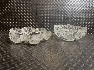 Clear Glass Bowls - Floral Motif - Set of 2