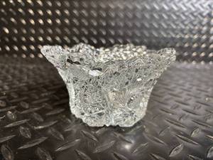 Crystal Compote Dish - Pressed Diamond-Cut Glass, Footed Dessert Bowl