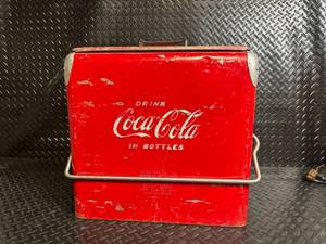 Coca-Cola Vintage Metal Cooler with Lid - Made in USA
