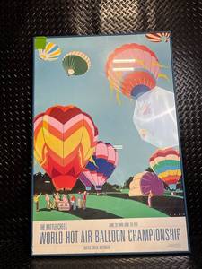 Vintage 1981 World Hot Air Balloon Championship Poster - Battle Creek MI