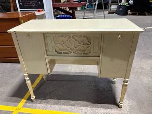 Sideboard Cabinet - Vintage Carved Wood with Decorative Center Panel