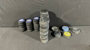 Columbus Blue Jackets, Boston Bruins & Assorted Hockey Pucks