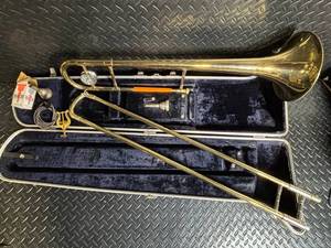 Conn Trombone in Hard Case with Mouthpiece - Vintage Brass Instrument