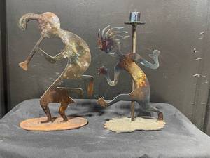 Rustic Metal Silhouette Duo - on Stands