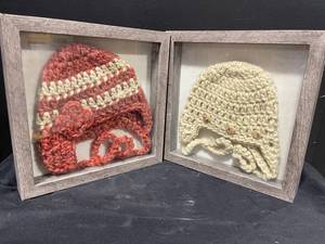 Handmade Chunky Knit Beanie Hats in Frames (Lot of 2)