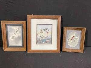 T. Soucek Bird Prints - Framed Winter Scenes (Lot of 3)