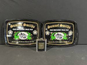 Samuel Smiths Old Brewery Pale Ale Tin Signs & Jack Daniels Flask (Lot of 3)