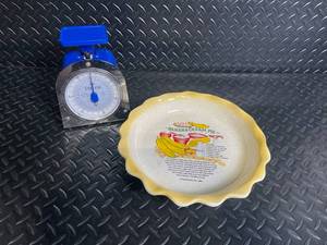 Taylor Dial Scale & CeramiCorner Banana Cream Pie Plate Rare with signature (Lot of 2)