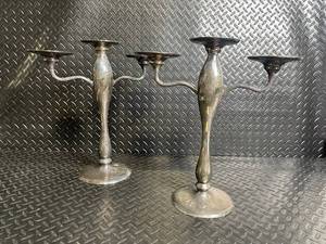 Pottery Barn Metal Candelabras Pair - Multi-Arm Taper Candle Holders, 23-25 Inches Tall