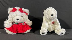 Coca-Cola Plush Dogs - Dress-Wearing Dog and Patch-Emblem Dog