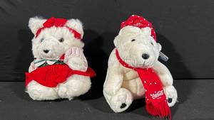 Two Festive Plush Bears in Holiday Outfits (Lot of 2)