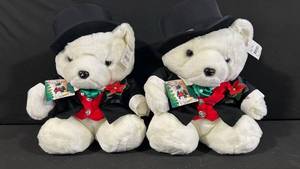 The Santa Bear Twin Plush Bears in Top Hats & Tuxedos (Lot of 2)