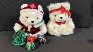 Santa Bear Plush Christmas Bears (Lot of 2)