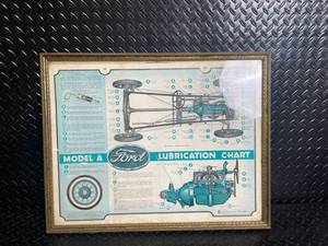Model A Ford Lubrication Chart - Framed Vintage Engine Diagram Poster