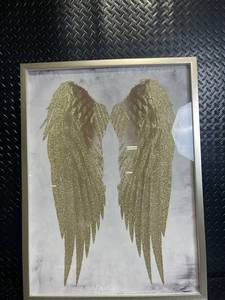Framed Glitter Wing Art Print - Large Vertical Wings