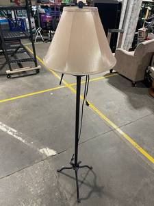 Floor Lamp with Fabric Shade on Wrought-Iron 4-Leg Base