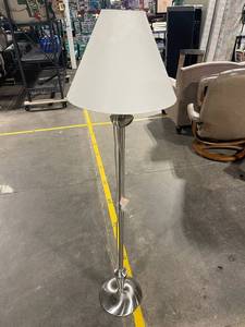 Tall Chrome Floor Lamp with Large Cone Shade