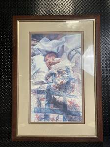 Framed Sleeping Baby Quilt Print - Signed Artwork