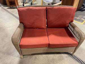 Wicker Outdoor Two-Seater Loveseat with Cushions