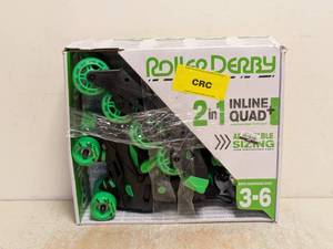 NEW ROLLER DERBY 2 IN 1 IN-LINE QUAD INTERCHANGEABLE YOUTH SKATES BOYS SIZE 3-6