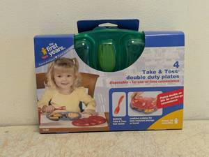 NEW MY FIRST YEARS TAKE & TOSS DOUBLE DUTY PLATES BLUEGREEN