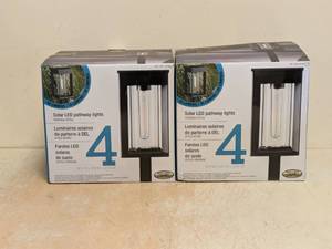 (2) NATURALLY SOLAR 4PK SOLAR LED PATHWAY LIGHTS VINTAGE STYLE