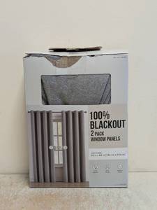 NEW 100% BLACKOUT WINDOW PANELS GRAY 2PK