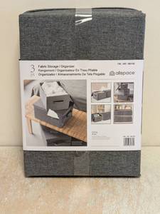 NEW ALLSPACE FABRIC STORAGE ORGANIZER 3PK GRAY