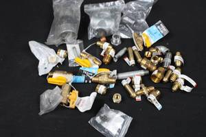 Assorted Brass Gas Fittings & Valves - 14 Turn, Flare & NPT Adapters