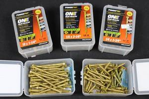 PowerPro ON1 Multi-Material Exterior Screws - 14 x 1-14, 2-14 in & 2-34 in (Lot of 5)