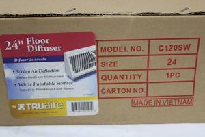 TRUaire C120SW Floor Diffuser - 24 in, White Paintable Surface, 3-Way Air Deflection