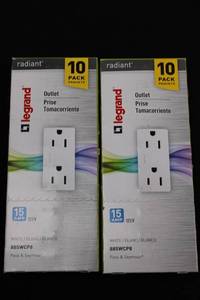 Legrand Radiant 15A 125V Duplex Outlet - 10-Pack (Lot of 2) - Pass & Seymour 885WCP8