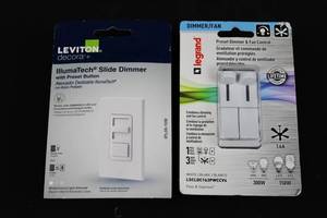 Leviton IllumaTech Slide Dimmer With Preset Button - Legrand Preset Dimmer & Fan Control (Lot of 2)
