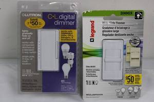 Lutron C-L Digital Dimmer MACL-153MH-WH & Legrand Wide Slide Dimmer (Lot of 2)