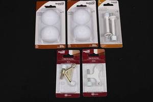 National Hardware Door Stops (Lot of 6) White Finish - Hinge Pin & Soft Wall Stops