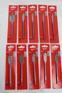 Milwaukee Flat Boring Bits Assorted Sizes (Lot of 10)
