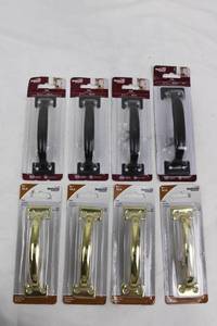 National Hardware Cabinet Pulls 5-34 in Black & 6-12 in Brass (Lot of 8)