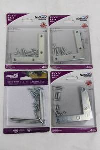 National Hardware Corner Braces Zinc Plated Assorted Sizes - 3-12 x 58 in & 3 x 34 in (4 Pcs)