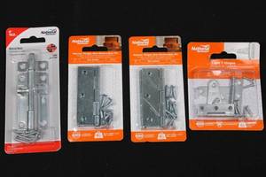 National Hardware Barrel Bolt, Narrow Hinges Non-Removable Pin & Light T Hinges (Lot of 4)