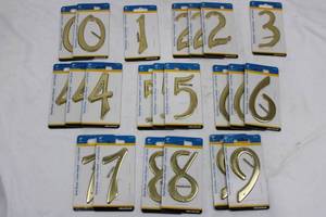 Hillman 4-Inch Solid Brass Numeral Set 0-9 (Lot of 22)