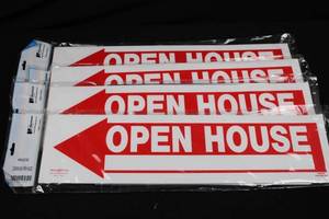 Hillman 6x24 Open House Signs Kit - Corrugated Plastic (Lot of 4)