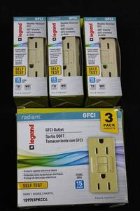Legrand Pass & Seymour Radiant GFCI Outlet 3-Pack Ivory - 15A 125V Self-Test