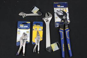 Irwin VISE-GRIP Pliers & Wrenches Lot (4-Pack) - Curved Jaw Pliers, 6-Inch Adjustable Wrench, 12-Inch