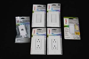 Legrand Pass & Seymour White Dimmer, Paddle Switch & Outlet Kit (Lot of 7)