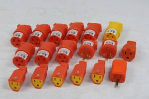 Assorted Industrial Power Connectors - Orange and Yellow Bulk